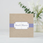 Russe violet beige Burlap Baptême Invitation (Debout devant)