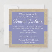 Russe violet beige Burlap Baptême Invitation (Dos)