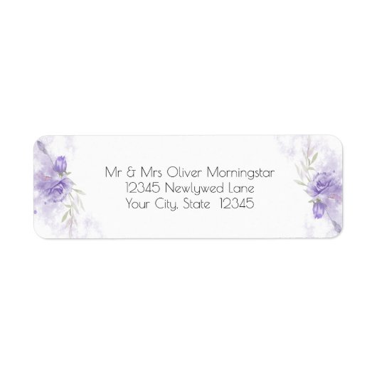 Russe Violet violet Rose Floral Étiquette (Devant)