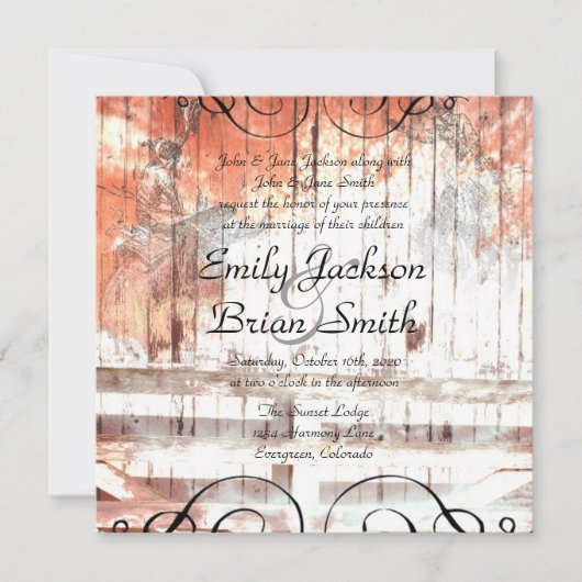 Russe western cowboy clôture invitations de mariag (Devant)