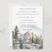 Russe Winter Mountain Lodge Faire-part de mariage (Devant)