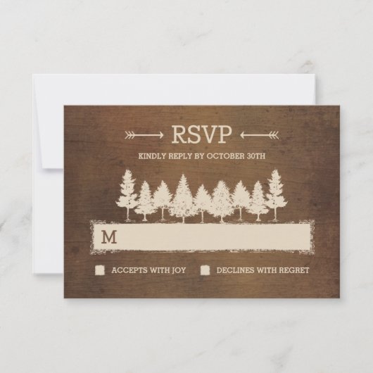 Russe Woodland RSVP /Cartes de réponse Mariage (Devant)
