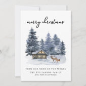 Russe Woodlands Watercolor Joyeuse carte de Noël (Devant)