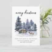 Russe Woodlands Watercolor Joyeuse carte de Noël (Debout devant)