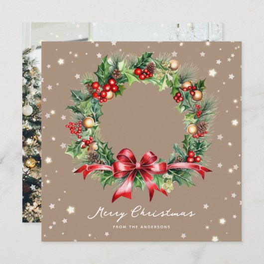 Russe Wreath Photo Joyeuse carte de Noël (Devant / Derrière)