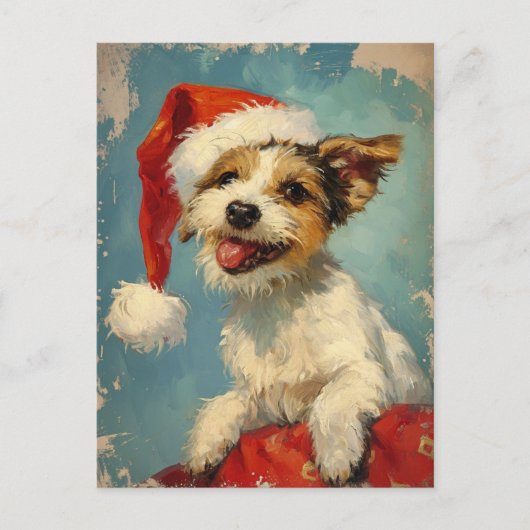 Russel Terrier Kerst Briefkaart (Voorkant)