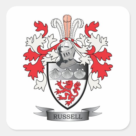 Russell Coat of Arms Vierkante Sticker (Voorkant)