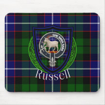 Russell Scottish Clan Tartan and Crest
