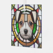 Russell Terrier "Glas in lood" Glas Ornament (Voorkant links)