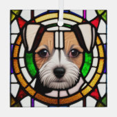 Russell Terrier "Glas in lood" Glas Ornament (Achterkant)