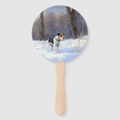 Russell Terrier Laat het sneeuwen Kerstmis Handwaaier (Voorkant)