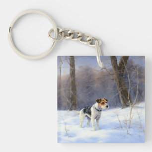 Russell Terrier Laat het sneeuwen Kerstmis Sleutelhanger