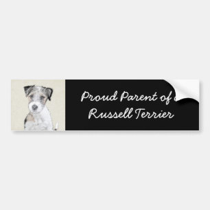 Russell Terrier Rough Painting - Original Dog Art Bumpersticker