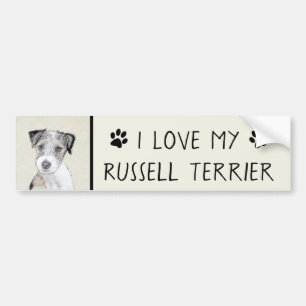 Russell Terrier Rough Painting - Original Dog Art Bumpersticker