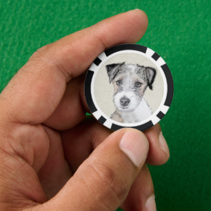 Russell Terrier Rough Painting - Original Dog Art Poker Chips