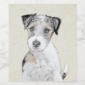 Russell Terrier Rough Painting - Original Dog Art Wijn Etiket (Enkel label)