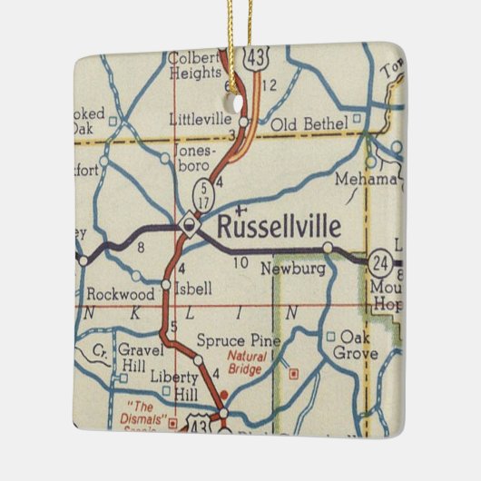 Russellville AL Map Keramisch Ornament (Links)