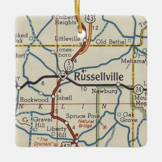 Russellville AL  Map Keramisch Ornament (Voorkant)