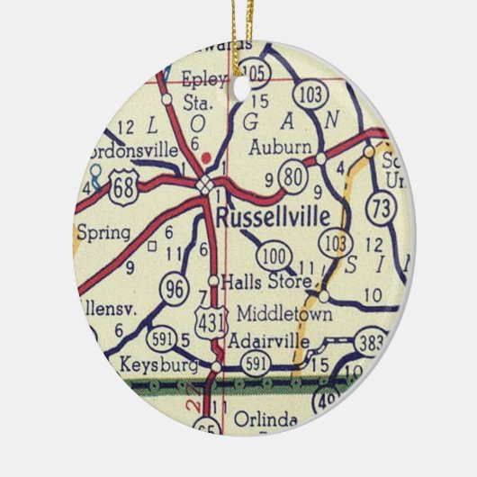 Russellville KY Map Keramisch Ornament (Links)