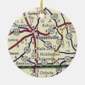 Russellville KY Map Keramisch Ornament (Achterkant)