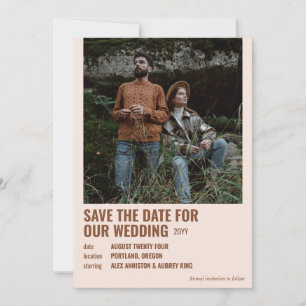 Russet & Amandelroze Hipster Film Poster Foto Save The Date