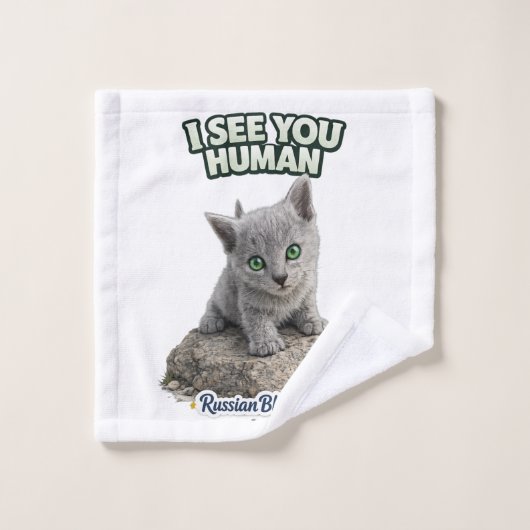Russian Blue Cat Towel Set (Gant de toilette)