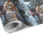 Russian Blue Cats Christmas Snow Holiday  Cadeaupapier (Rol Hoek)