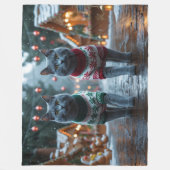 Russian Blue Cats Christmas Snow Holiday Fleece Deken (Voorkant)