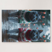 Russian Blue Cats Christmas Snow Holiday  Legpuzzel (Horizontaal)