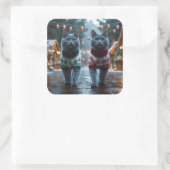 Russian Blue Cats Christmas Snow Holiday Vierkante Sticker (Tas)