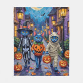 Russian Blue Cats in Halloween Costumes Fleece Deken (Voorkant)