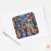 Russian Blue Cats in Halloween Costumes Vierkante Sticker (Envelop)