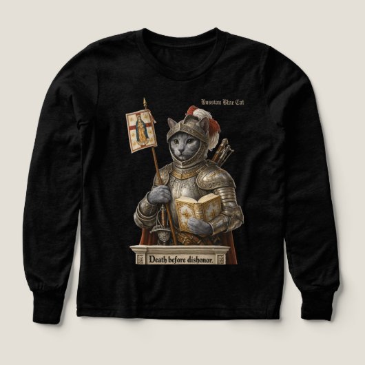 Russian Blue Conquistador Cat – Honor & Legacy (Motif recto)