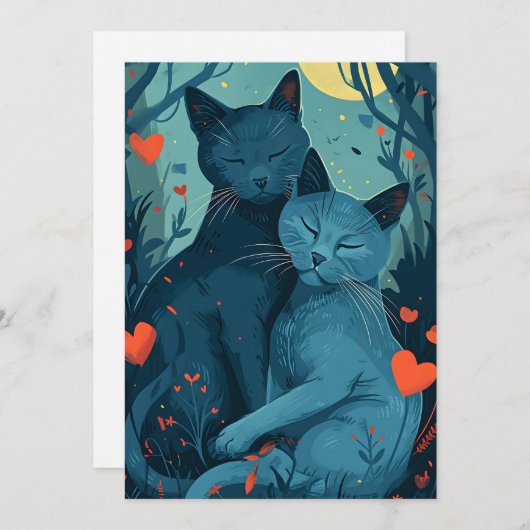 Russian Blue kat Valentijnsdag Feestdagenkaart (Voorkant / Achterkant)