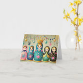 Russian Doll Birthday Kaart (Gele Bloem)