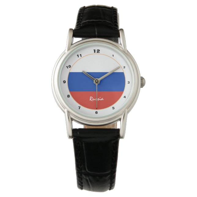 Russian Flag & Russia trendy mode / design horloge (Voorkant)