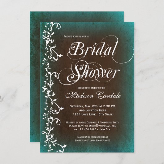 Russie Pays Turquoise Invitation à la douche nupti (Devant / Derrière)