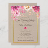 Russie rose 75e anniversaire Invitation à la fête (Devant / Derrière)