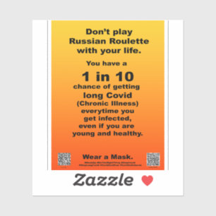 Russiona Roulette 1 op 10 lange Covid vinyl sticke Sticker