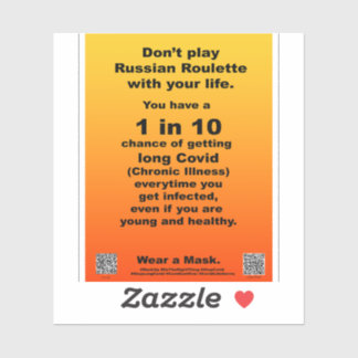 Russiona Roulette 1 op 10 lange Covid vinyl sticke Sticker
