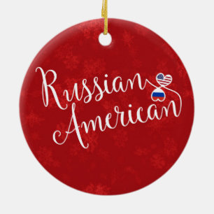 Russisch Amerikaanse harten vlaggen vakantie decor Keramisch Ornament
