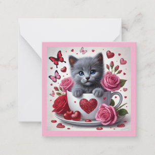 Russisch Blau Kitten Valentijnsdag Klaslokaal Notitiekaartje