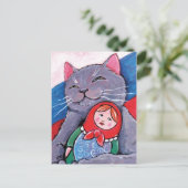 Russisch blauw en Babushka Doll | Kunst voor patri Briefkaart (Staand voorkant)