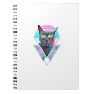 Russisch blauw Kat Retro Vaporwave Beach Vib Notitieboek