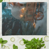 Russisch Blauw Kat Sneeuwachtige Sleigh Kerstmisde Theedoek (Gevouwen)