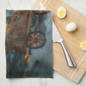 Russisch Blauw Kat Sneeuwachtige Sleigh Kerstmisde Theedoek (Quarter Fold)