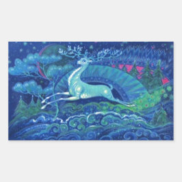  Russisch blauw kerstrendier Rechthoekige Sticker