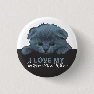 Russisch Blauw Kitten Ronde Button 3,2 Cm