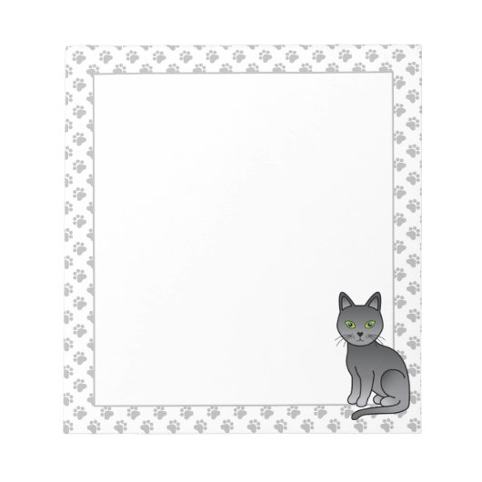 Russisch Blauw Mopshond Cute Cartoon Kat Illustrat Notitieblok (Voorkant)