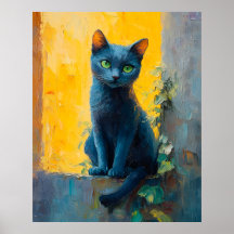 Russisch Blauwe Kat in Gouden Licht – Vredige Rich